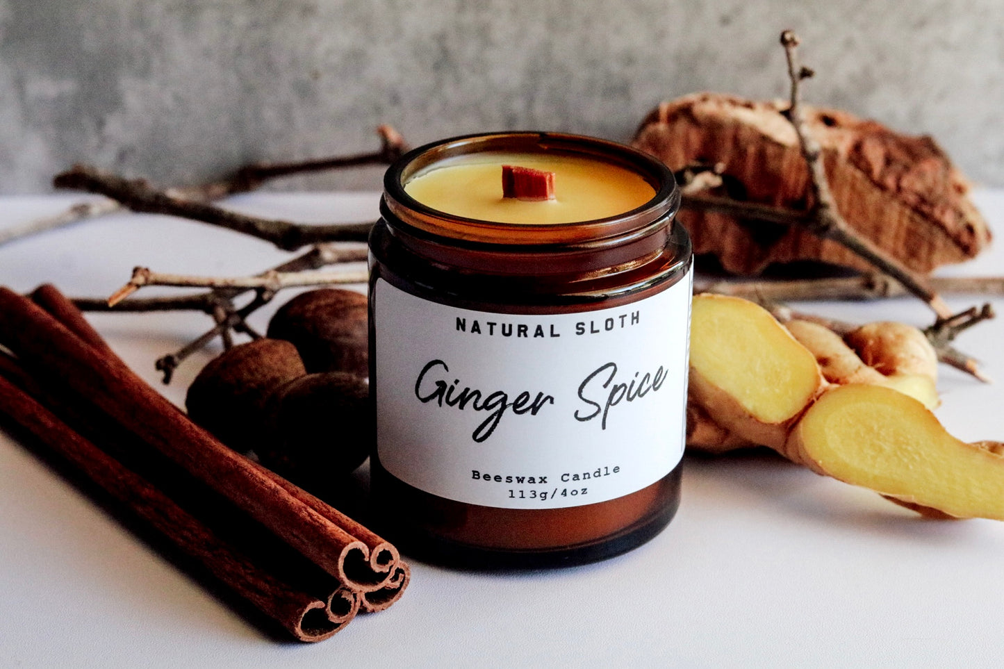 Ginger Spice Beeswax Candles with Essential Oils