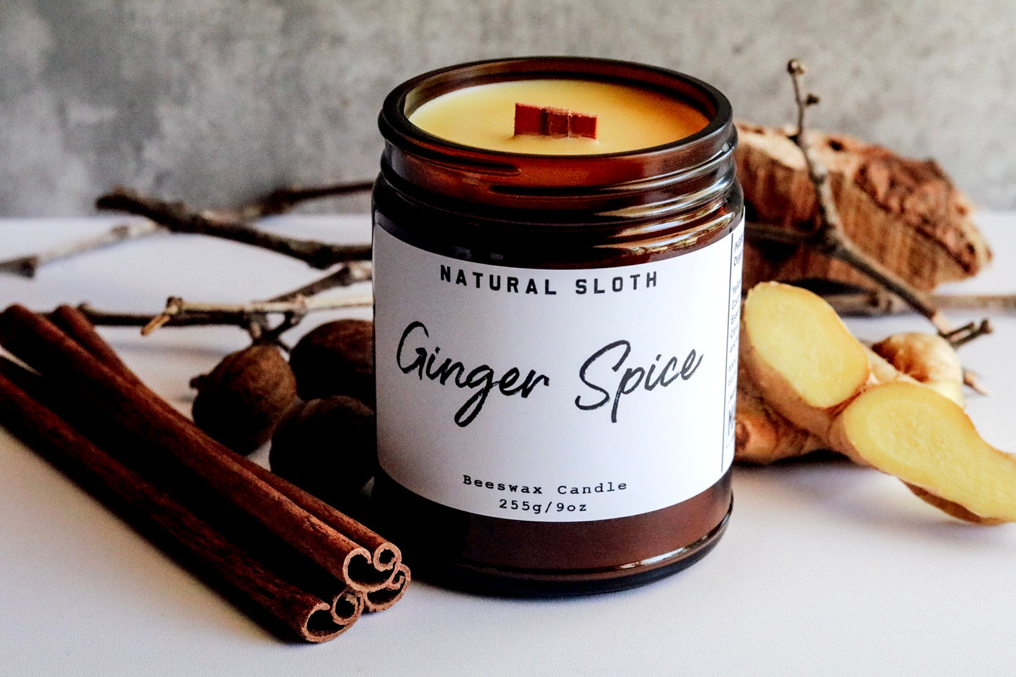 Ginger Spice Beeswax Candles with Essential Oils