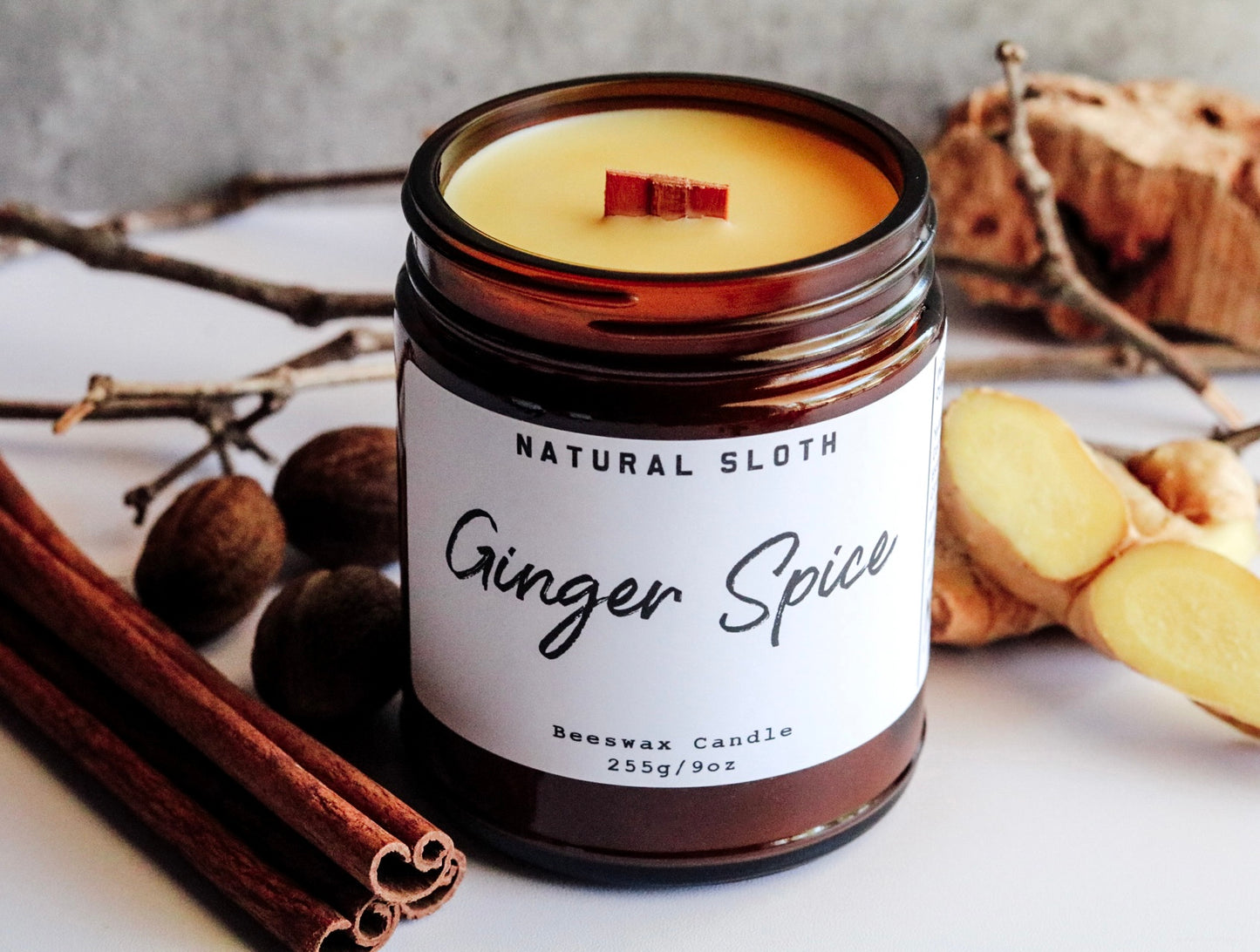 Ginger Spice Beeswax Candles with Essential Oils