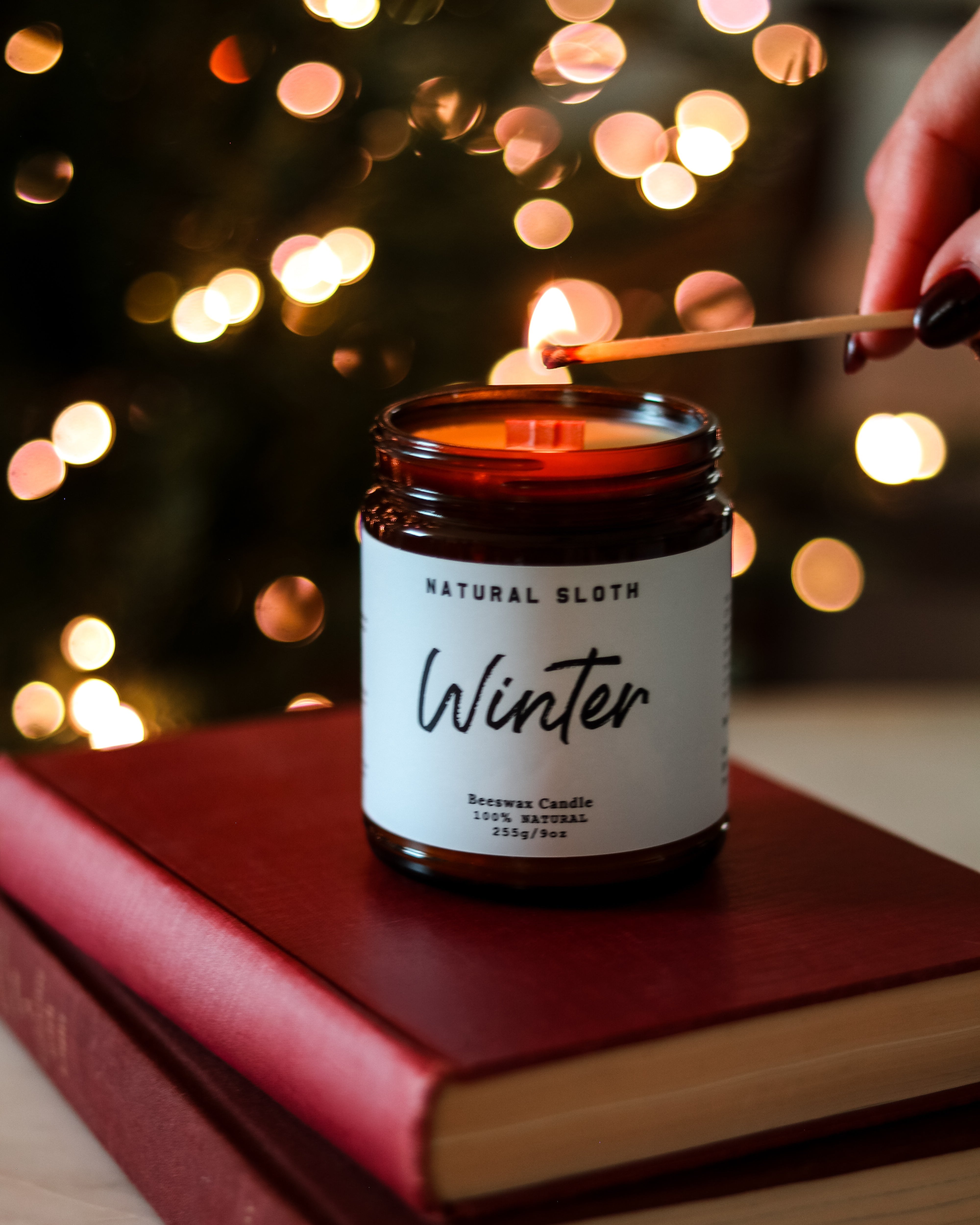 Winter Beeswax Candle – Natural Sloth