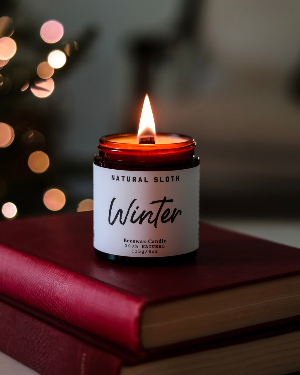 Winter Beeswax Candle – Natural Sloth