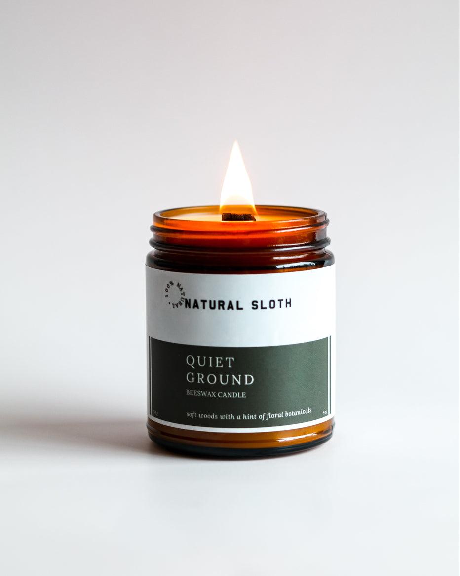 Quiet Ground Beeswax Candle – Natural Sloth