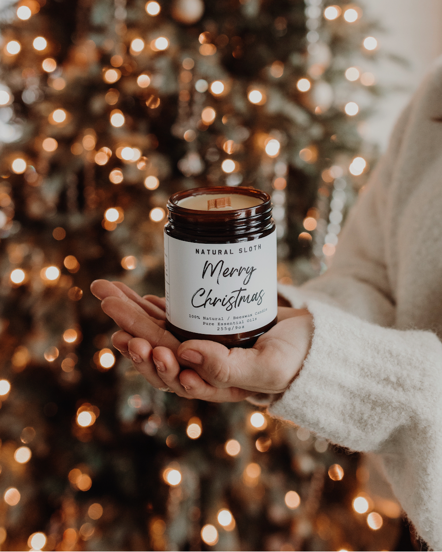 Merry Christmas Beeswax Candles